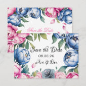 Save The Date Arche de mariage à l'aquarelle rose et bleu (Devant / Derrière)