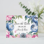 Save The Date Arche de mariage à l'aquarelle rose et bleue (Debout devant)