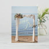 Save The Date Arche de mariage de plage Fleurs Épinglez la date (Debout devant)