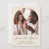 Save The Date Arche de photo Boho minimal script beige (Devant)
