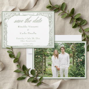 Save The Date Arche de Treillis Botanique Vintage Sage Photo de