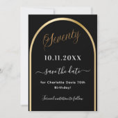 Save The Date Arche en or noir à 70e anniversaire (Devant)