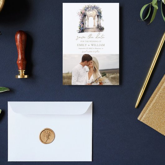 Save The Date Arche florale de mariage à l'aquarelle, Save the D