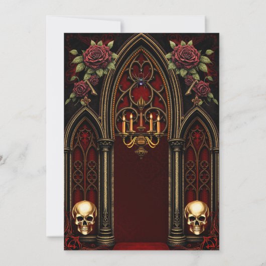Save The Date Arche gothique aux crânes. (Dos)