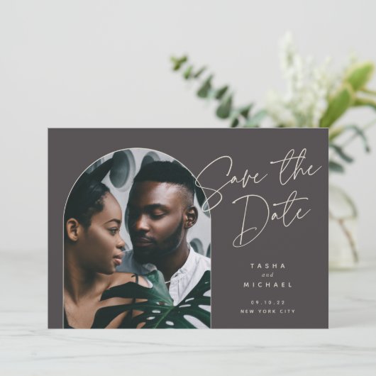 Save The Date Arche horizontale | Photo (Debout devant)