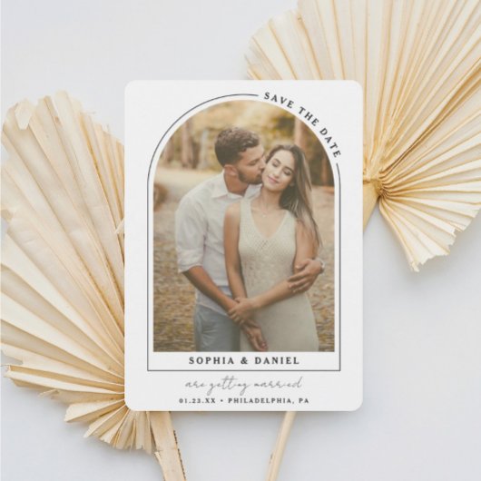 Save The Date Arche Moderne Bohème avec Photo