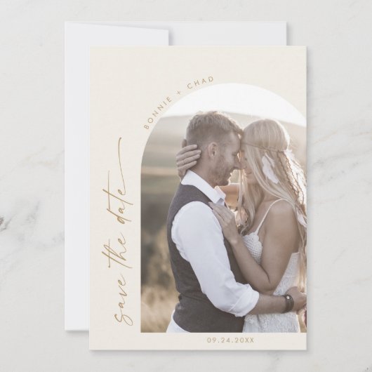 Save The Date Arche moderne Boho | Cream QR Code Photo (Devant)