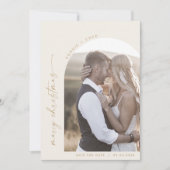 Save The Date Arche moderne Boho | Crème Photo Mariage Noël (Devant)