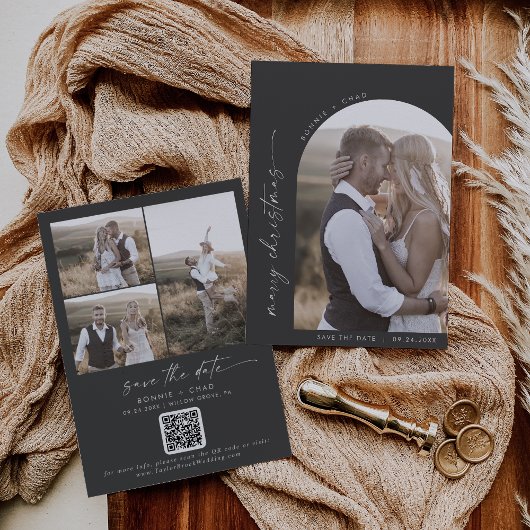 Save The Date Arche moderne Boho | Gray Photo Marry Noël