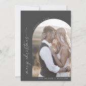 Save The Date Arche moderne Boho | Gray Photo Marry Noël (Devant)