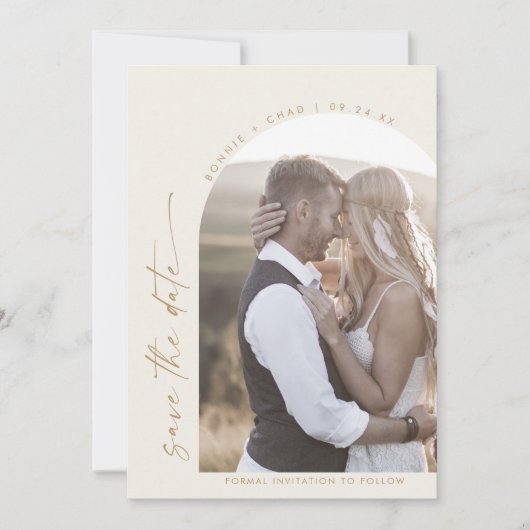 Save The Date Arche moderne Boho | Photo de crème (Devant)