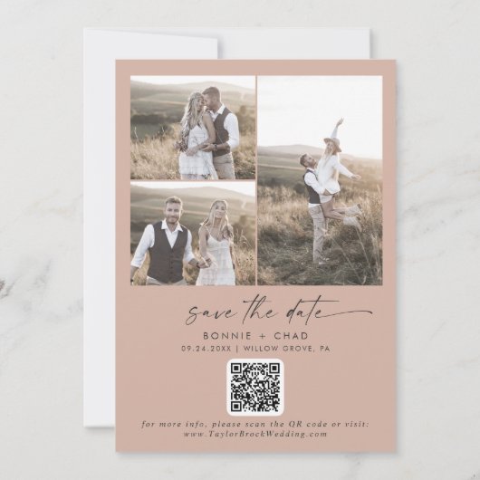 Save The Date Arche moderne Boho | Saumon Photo Marry Noël (Dos)