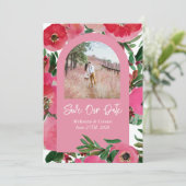 Save The Date Arche photo Mariage de l'anémone rose aquarelle (Debout devant)