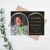 Save The Date Arche photo moderne en or noir Anniversaire