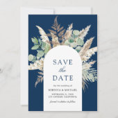 Save The Date Arche rustique en eucalyptus des Pampas bleu marin (Devant)