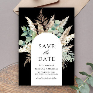 Save The Date Arche rustique en eucalyptus des Pampas noir pour 