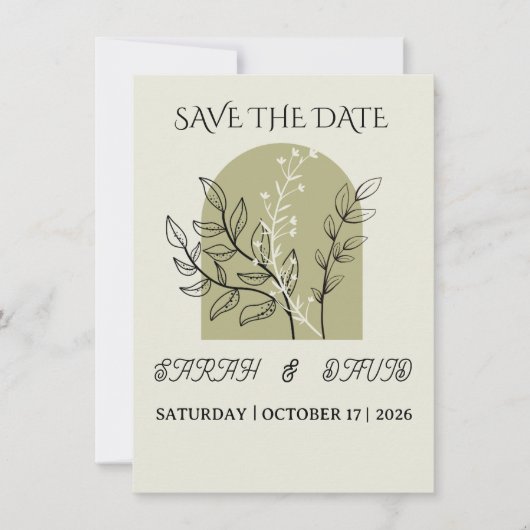 Save The Date arche vert sauge minimaliste moderne (Devant)