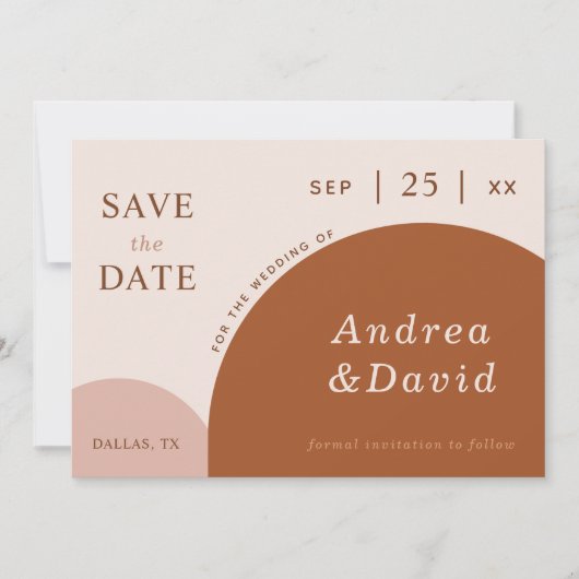 Save The Date Arches géométriques en terre cuite et crème Boho A (Devant)