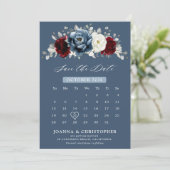 Save The Date Ardoise Burgundy Blanc Ivory Floral Mariage Sa (Debout devant)