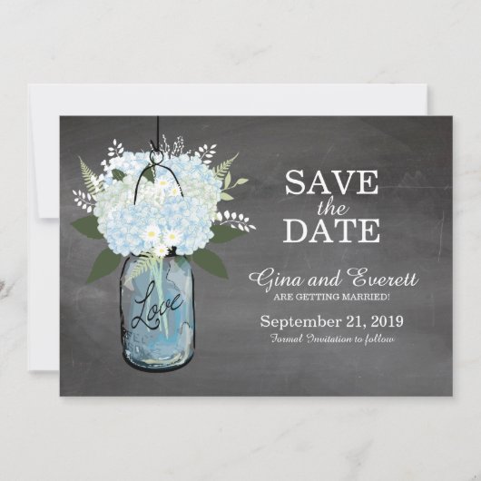 Save The Date Ardoise Pot de Fleurs Hydrangeas | SAUVEGARDEZ LA (Devant)