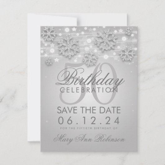 Save The Date Argent 50e anniversaire Save Date Winter (Devant)