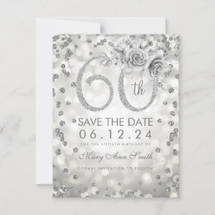 Save The Date Argent 60e anniversaire lumières de glam Enregistr