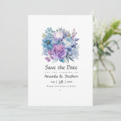 Save The Date Argent, bleu Icy et Mariage floral Lilac (Debout devant)