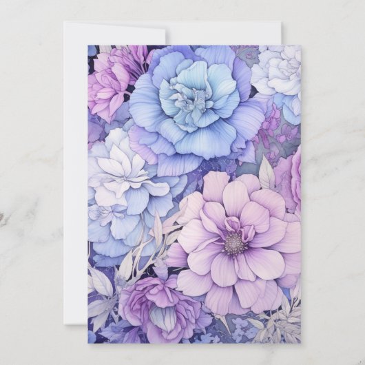 Save The Date Argent, bleu Icy et Mariage floral Lilac (Dos)