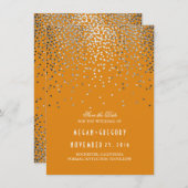 Save The Date Argent Confetti Orange Automne Enregistrer la date (Devant / Derrière)