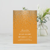 Save The Date Argent Confetti Orange Automne Enregistrer la date (Debout devant)