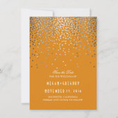Save The Date Argent Confetti Orange Automne Enregistrer la date (Devant)