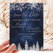 Save The Date Argent neigeux marine Noël enregistrer la date