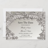 Save The Date Argent Ornate Moderne Enregistrer La Date (Devant)