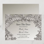 Save The Date Argent Ornate Moderne Enregistrer La Date (Devant / Derrière)