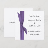 Save The Date Argent Sauvegarder la Date avec Ruban Violet (Devant / Derrière)