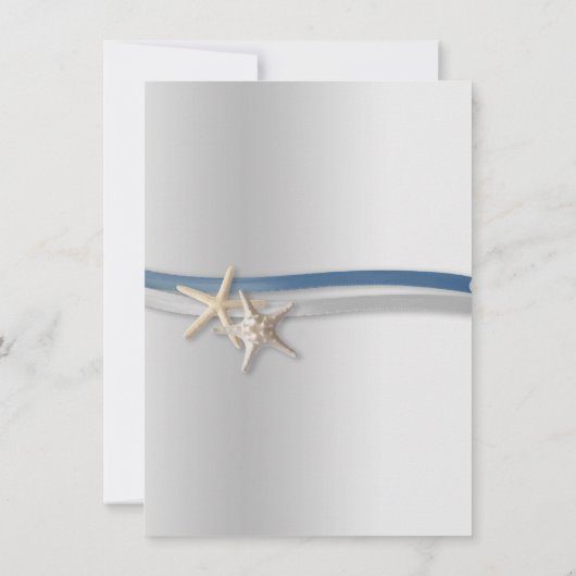 Save The Date Argent Starfish et ruban bleu Enregistrer la date (Dos)
