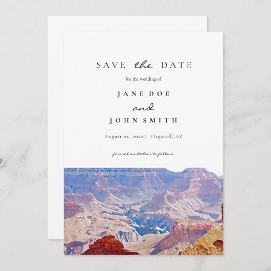 Save The Date Arizona Grand Canyon Enregistrer La Date (Devant / Derrière)