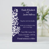 Save The Date Arrière - plan bleu marine avec Swirl Moderne Élég (Debout devant)