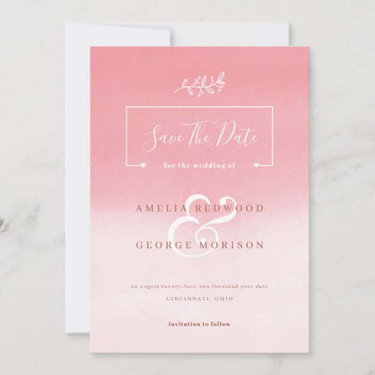 Save The Date Arrière - plan de dégradé rose (Devant)