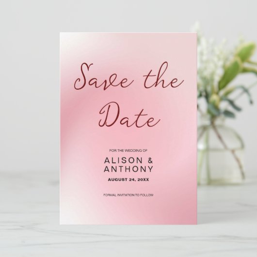Save The Date Arrière - plan Ombre rose (Debout devant)
