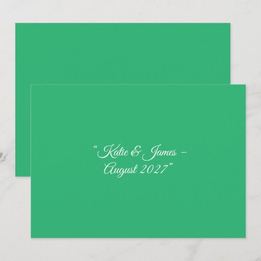 Save The Date Arrière - plan vert à la menthe plate - Design Mar (Devant / Derrière)