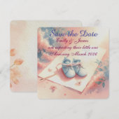 Save The Date Arrivée de Bébé Style Aquarelle Pastel (Devant / Derrière)