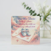 Save The Date Arrivée de Bébé Style Aquarelle Pastel (Debout devant)