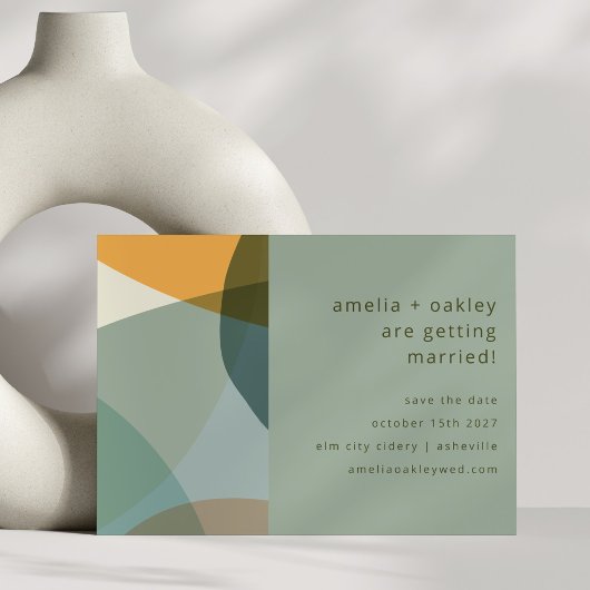 Save The Date Art Abstrait moderne Vert Sage Turquoise Mariage u