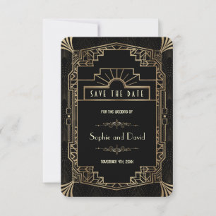 Save the date   Art Déco Black Gatsby 1920