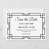 Save The Date Art Déco Classique Personnalisé Élégant Noir Blanc (Devant)