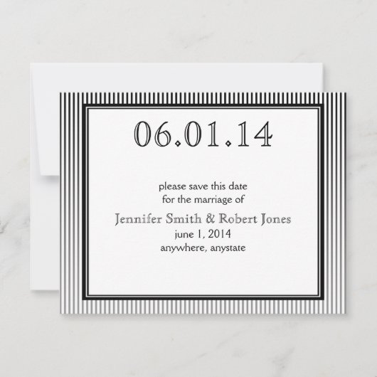 Save The Date Art Déco élégant noir et blanc Enregistrer la date (Devant)