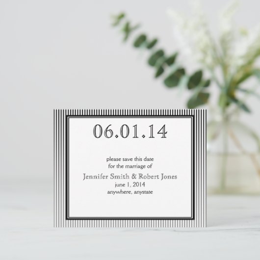Save The Date Art Déco élégant noir et blanc Enregistrer la date (Debout devant)