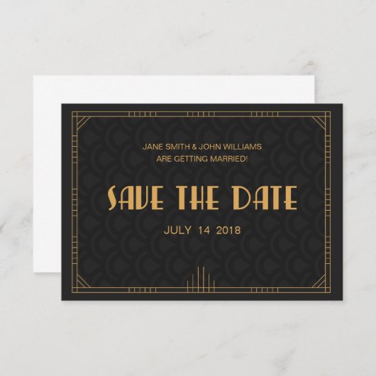 Save The Date Art Déco Enregistrer La Date (Devant / Derrière)