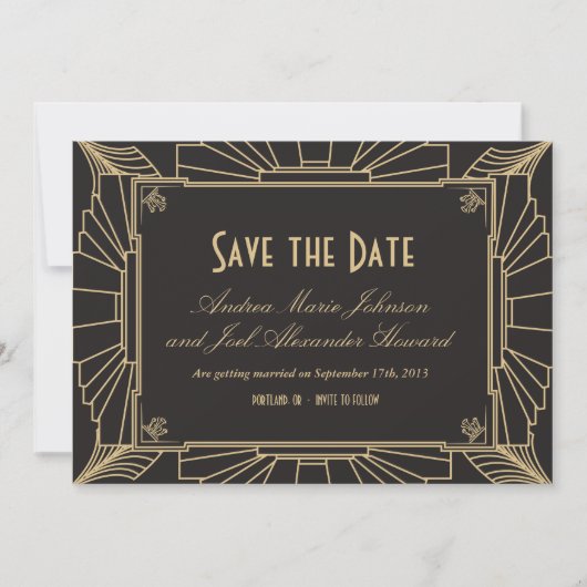 Save The Date Art déco Enregistrer la date par Origami Prints (Devant)